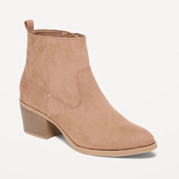 OLD NAVY Faux Suede Western Ankle Boots in Mocha Latte‎ - Picture 1 of 13